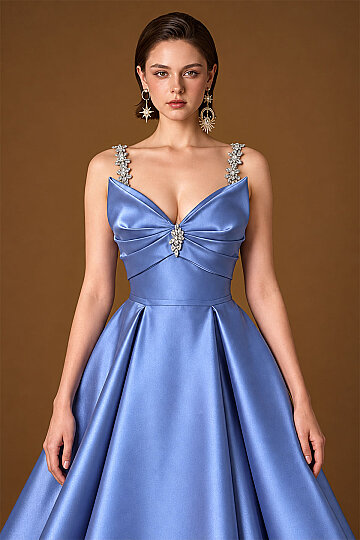 Taşlı Askılı Kabarık Abiye | Bernice Dress - 3