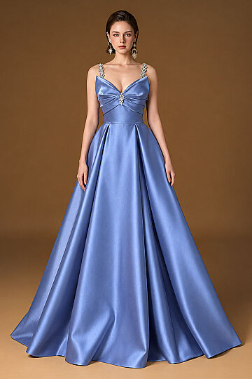 Taşlı Askılı Kabarık Abiye | Bernice Dress - 1