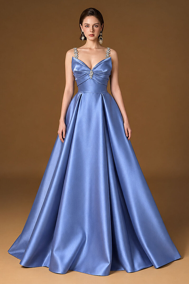 Taşlı Askılı Kabarık Abiye | Bernice Dress